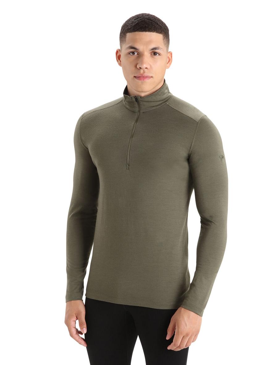 Base Layers Icebreaker Merino 200 Oasis Long Sleeve Half Zip Thermal Top Męskie Oliwkowe | PL 1589DFMN